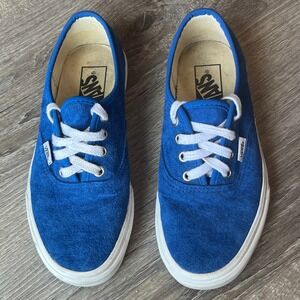 Vans Authentic Blue Suede Shoes Leather Scotchgard Womens 7